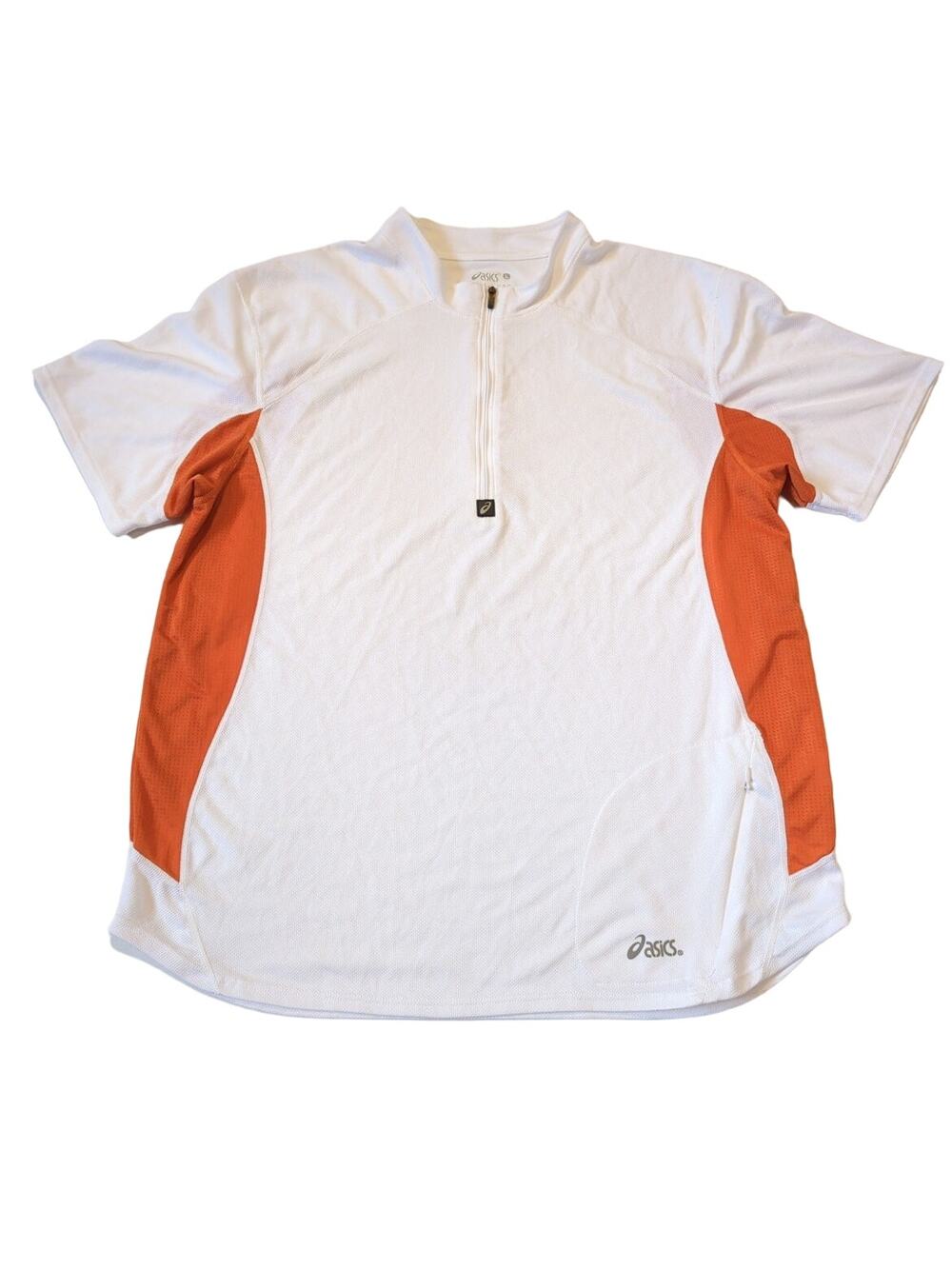 Asics Semi-Fitted Quarter Zip women's Quick Dry Athletic Shirt White Orange sz L